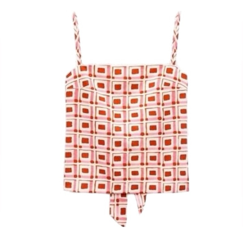 Zara Red and White Geometric Camisole